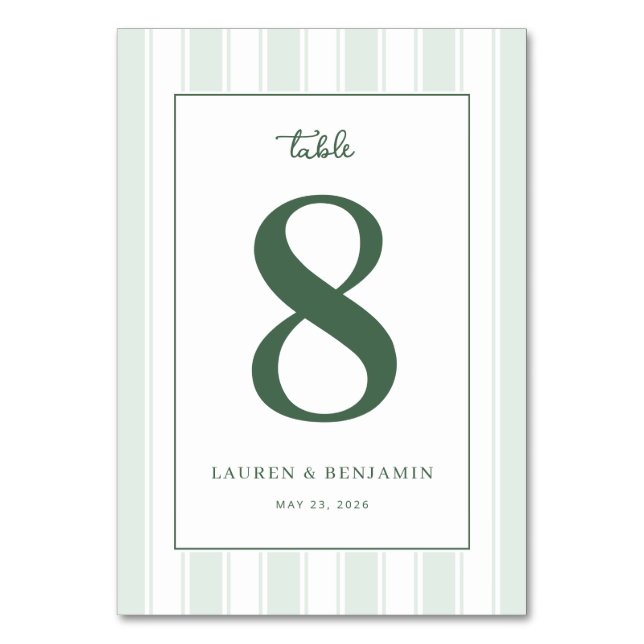 Sophisticated Green Number Eight Bordsnummer (Framsidan)
