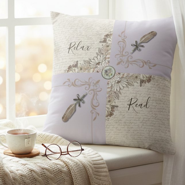 Sophisticated Lavender Cozy Book Lovers Accent Kudde (A cozy decorative piece that encourages comfort and relaxation with a good book)