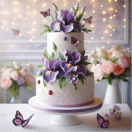 SOPHISTICATED LILA IRIS THEMED BIRTHDAY CAKE KORT