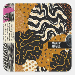 Sophisticated Luxury African Asian Caribbean Fyrkantigt Klistermärke