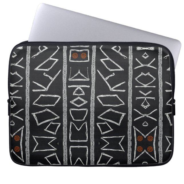 Sophisticated Luxury African Caribbean Mudcloth Laptop Fodral (Framsidan)