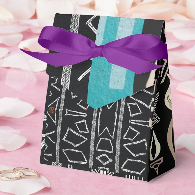 Sophisticated Luxury African Caribbean Mudcloth Presentaskar (Bröllop)