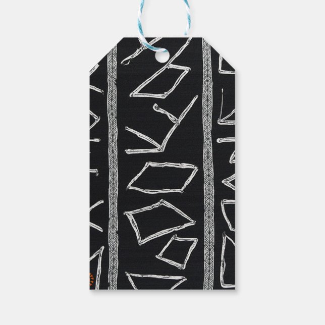 Sophisticated Luxury African Caribbean Mudcloth Presentetikett (Baksidan)