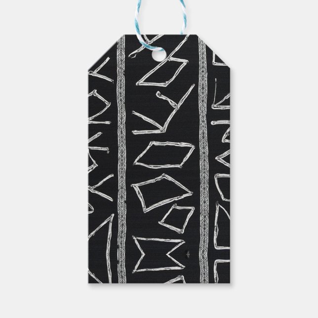 Sophisticated Luxury African Caribbean Mudcloth Presentetikett (Framsidan)