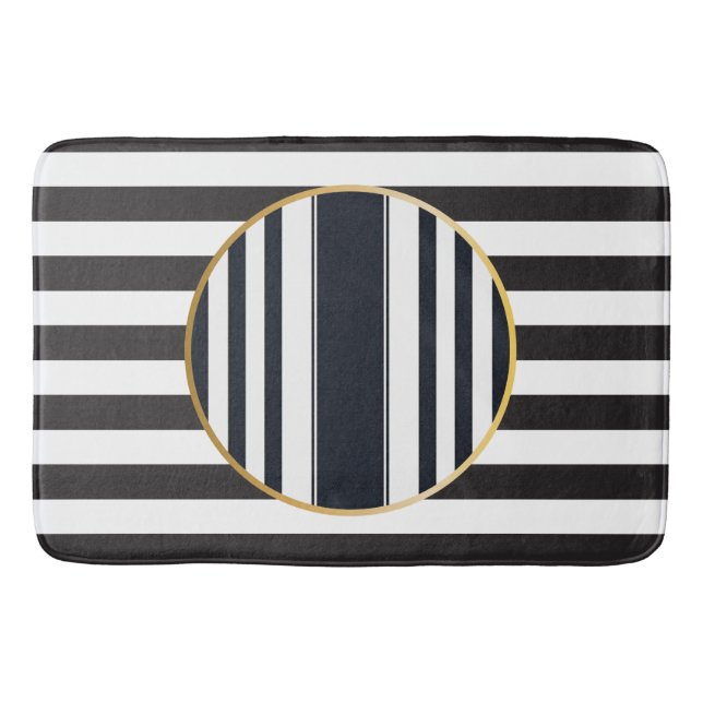 Sophisticated modern black and white Bath Mat Badrumsmatta (Framsidan)