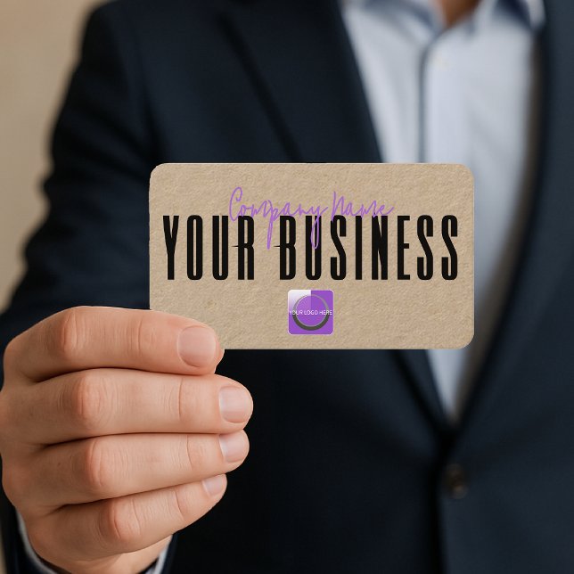 Sophisticated Modern Kraft  Purple Logo Generic  Visitkort (Skapare uppladdad)