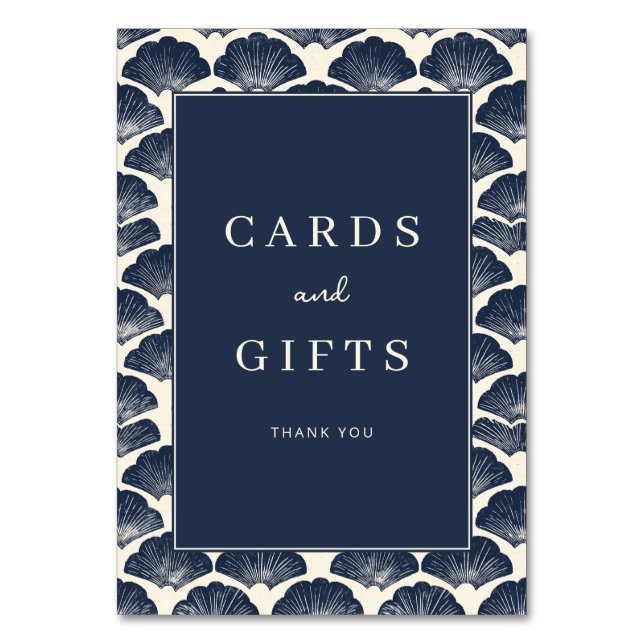 Sophisticated Navy Seashell Border Bordsnummer (Framsidan)