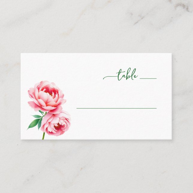 Sophisticated Pink Floral Label Placeringskort (Framsida)