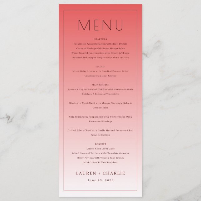 Sophisticated Pink Menu Template Meny (Framsida)
