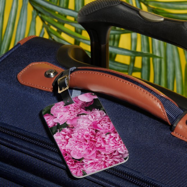 Sophisticated Pink Peony Bagagebricka (Framsida Insitu 1)