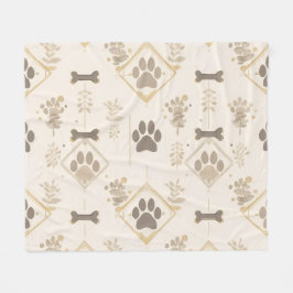 Sophisticated Soft Ivory & Gold Bones Pet Blanket Fleecefilt