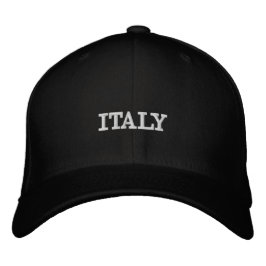 Sophisticated Souvenir Black Cap Italy Embroidery Broderad Keps