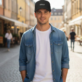 Sophisticated Souvenir Black Cap Italy Embroidery Broderad Keps