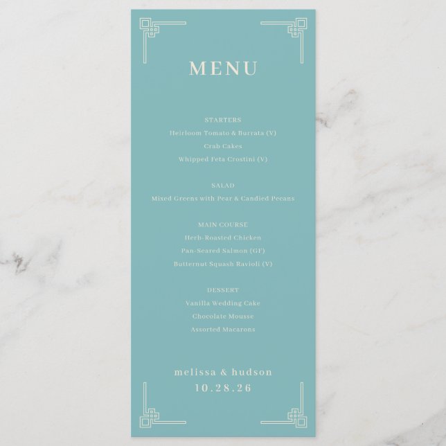 Sophisticated Teal Geometric Menu Meny (Framsida)