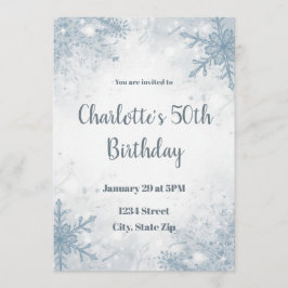 Sophisticated Winter 50th Birthday Invitation Inbjudningar