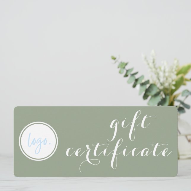 SOPHISTIKAT GRÖNT BUSINESS LOGOTYP GIFT CERTIFICAT (Stående Fram)