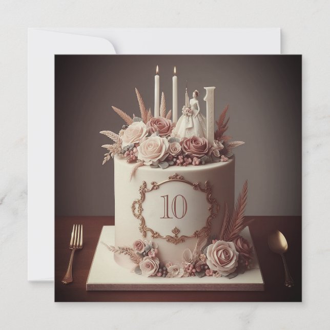 SOPHISTIKAT REDIGERBART BRÖLLOP ÅRSDAGS INBJUDNINGAR (Framsida)