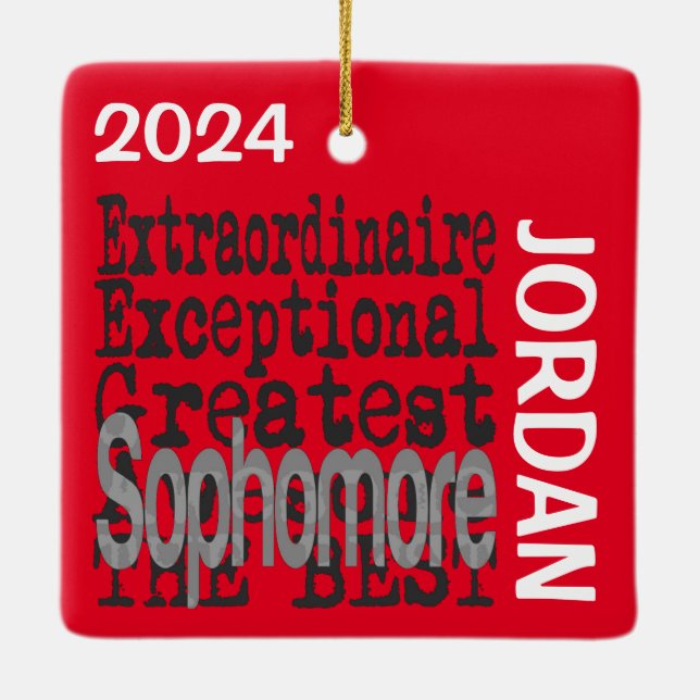 Sophomore Extraordinaire-ANPASSNINGSBAR Julgransprydnad Keramik (Baksida)