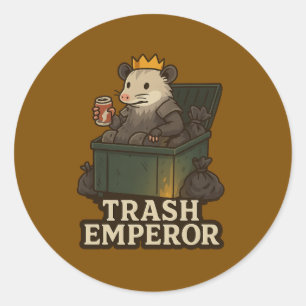Sopimperatorn - Rolig Pungråttesticker Runt Klistermärke