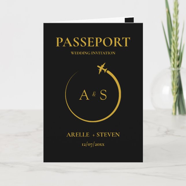Sopinbjudan till Passport Destination Faux guld Inbjudan (Framsida)