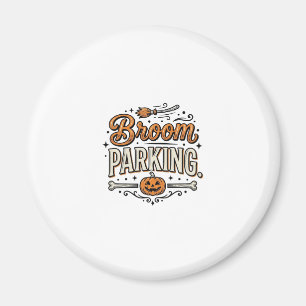 Sopkvast Parkerings Halloween Vintage Häxa Vektor Magnet