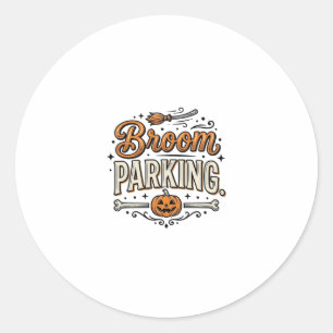 Sopkvast Parkerings Halloween Vintage Häxa Vektor Runt Klistermärke