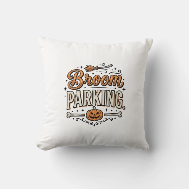 Sopkvastsparkering Halloween Vintage Häxa Vektor D Kudde (Framsida)