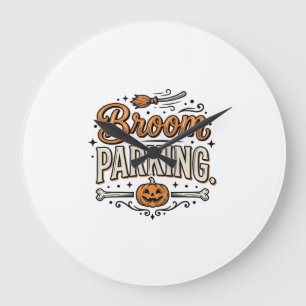 Sopkvastsparkering Halloween Vintage Häxa Vektor D Stor Klocka