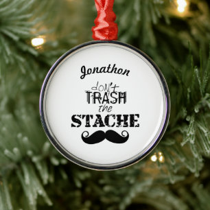 Sopor inte Stache Mustache Retro Hipster Julgransprydnad Metall