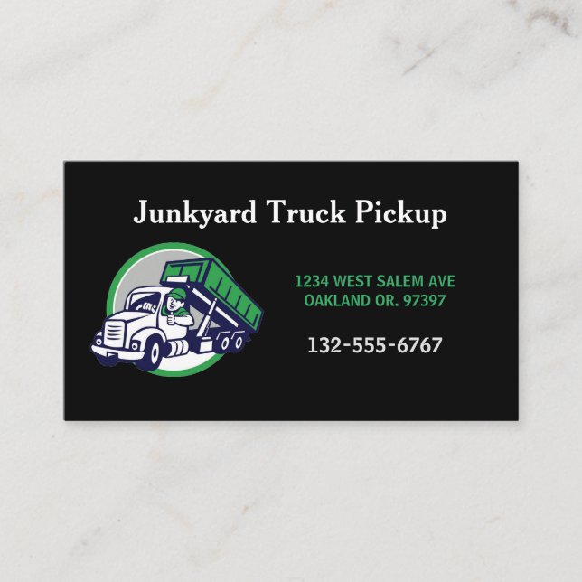 Sopor Junkyard Pickup Tecknad Guy Visitkort (Framsida)