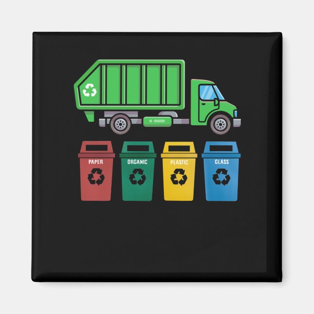 Sopor Lastbil Kids Boys Recycling Lastbil Magnet (Framsidan)