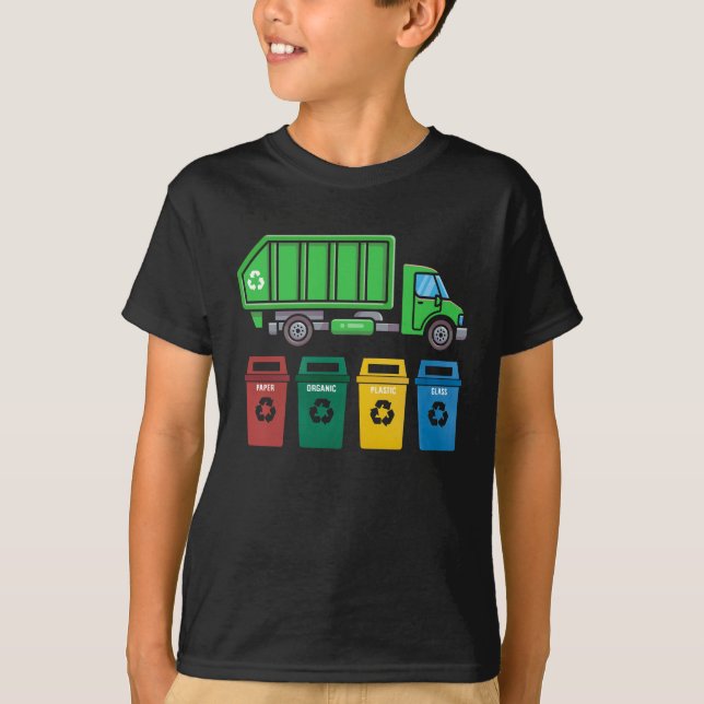Sopor Lastbil Kids Boys Recycling Lastbil T Shirt (Framsida)