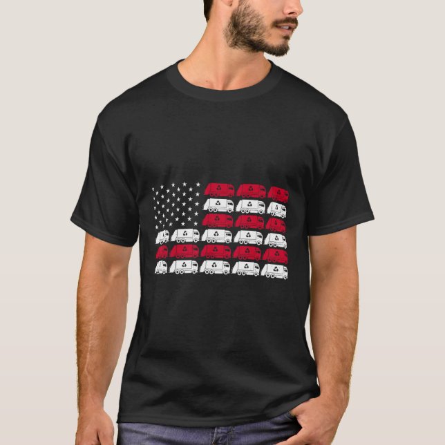 Sopor Lastbil USA:s Flagga Patriotic Manar Wome T Shirt (Framsida)