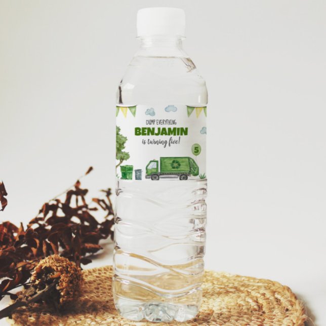 Sopor Lastbil Vattenflaska Birthday Label Vattenflaskor Etikett (Skapare uppladdad)