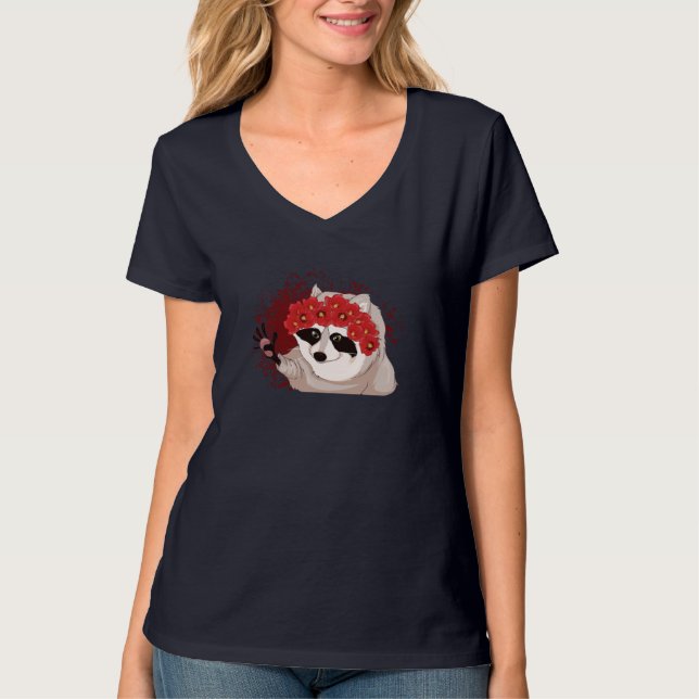 Sopor Panda Flower Forest Anim, Blommigt, djurfode T Shirt (Framsida)
