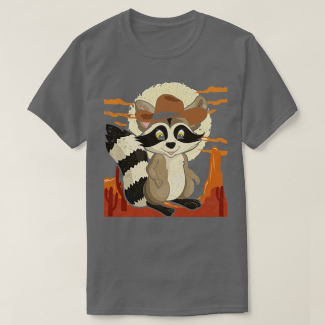 Sopor Panda Land Cowboy Hat Forest Animal Racco T Shirt (Design framsida)