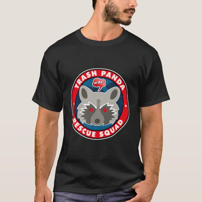 Sopor Panda Raccoon Rädding Squad T Shirt (Framsida)