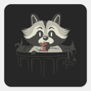 Sopor Panda Raccoon som äter Sopor Gift Fyrkantigt Klistermärke