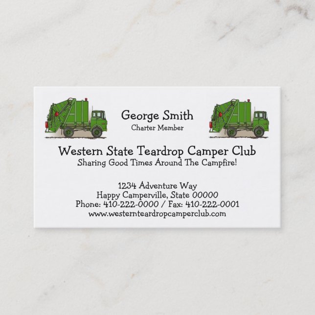 Soporlastbilgrönt Visitkort (Framsida)