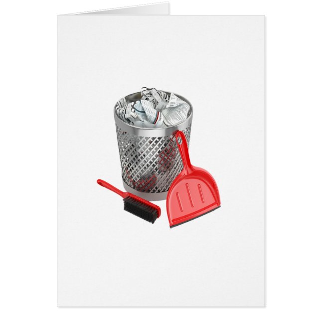 Soportunna och sopskyffel hälsningskort (Framsidan)