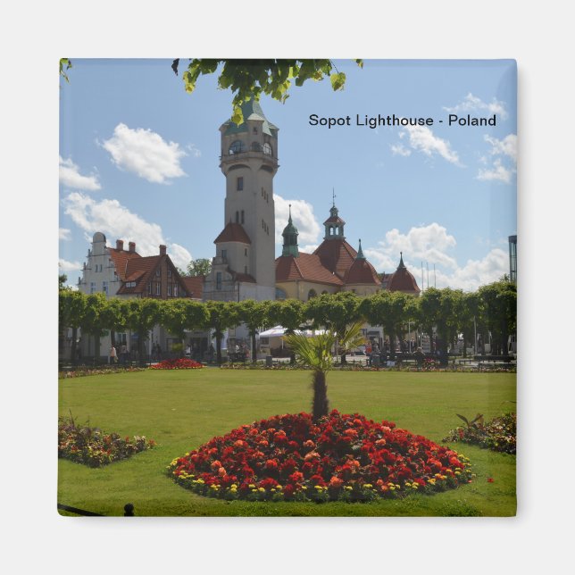 Sopot Lighthouse i Sopot, Polen Magnet (Framsidan)