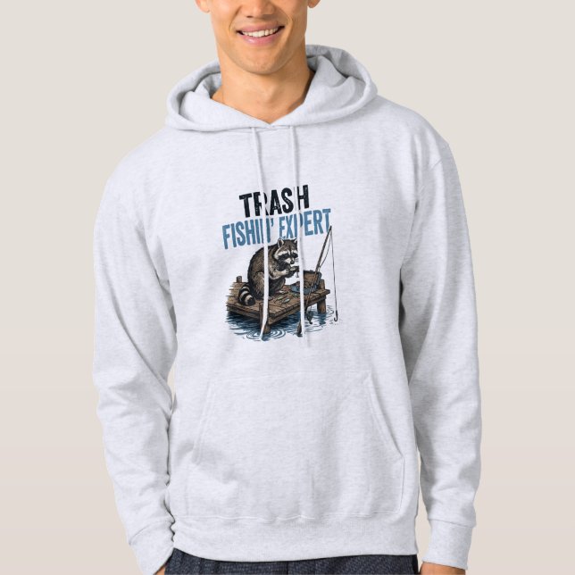 Soppa Fiskande Expert Tvättbjörn Hoodie (Framsida)