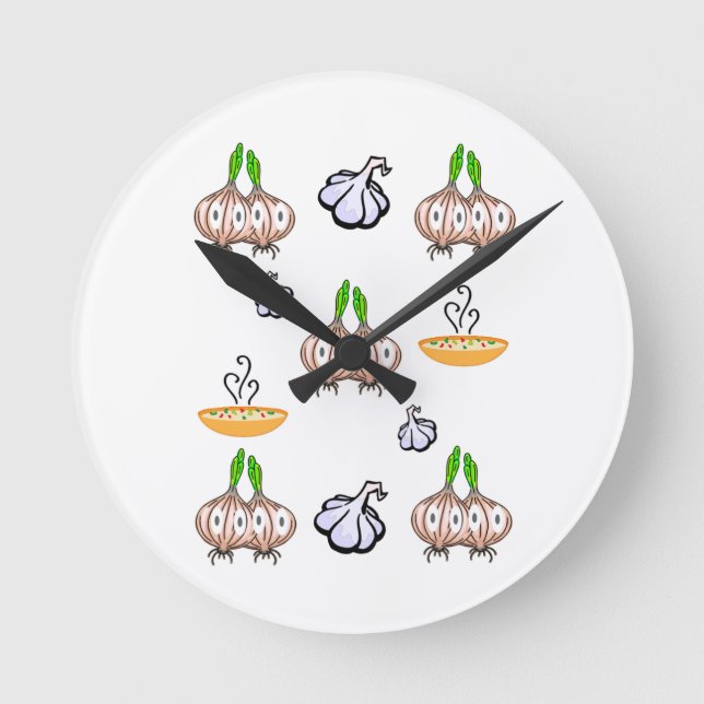 Soppa Kitchen Onion Clock Rund Klocka (Framsida)