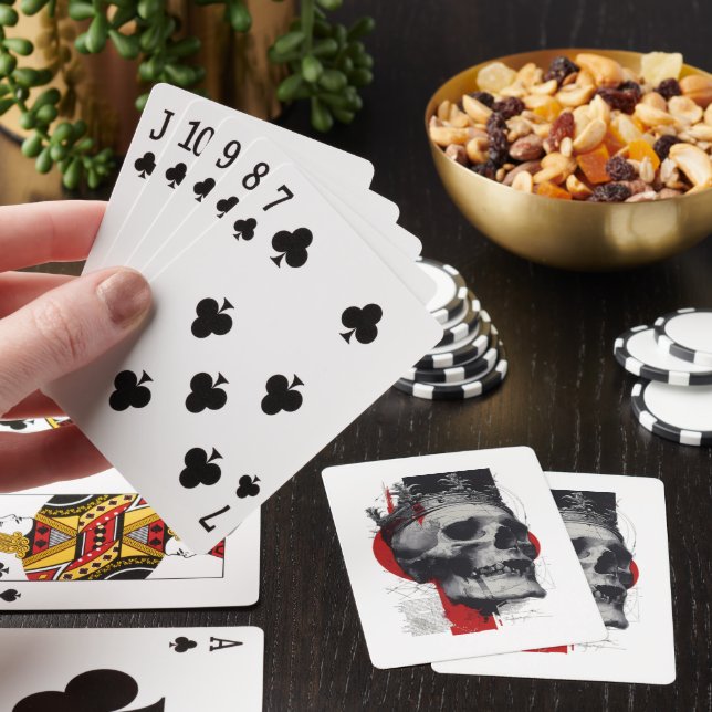 Soppa Polka Kronisk Dödskalle Röda Svarta Spelkort (På plats)