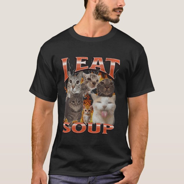 Soppa Rollig Katt Meme Bootleg Grafisk T Shirt (Framsida)