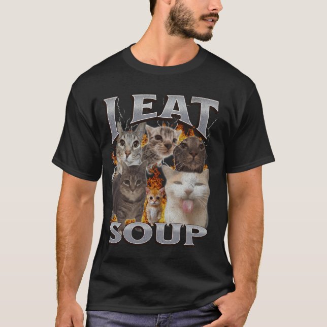 Soppa Rollig Katt Meme Bootleg Grafisk T Shirt (Framsida)