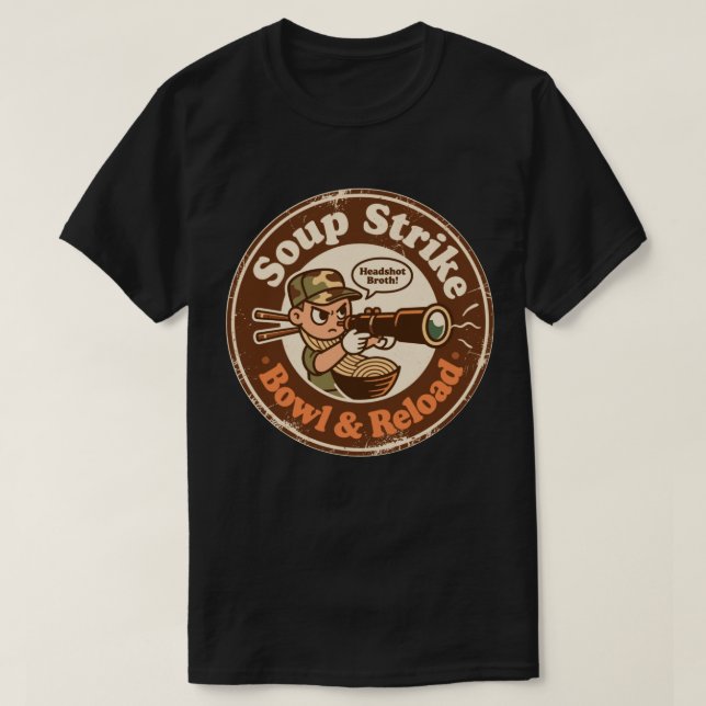 Soppa Strejk Skål Återladda Strid Mat T Shirt (Design framsida)