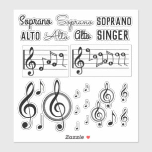 Soprano Alto Singer Music Note Treble Clef Sticker Klistermärken