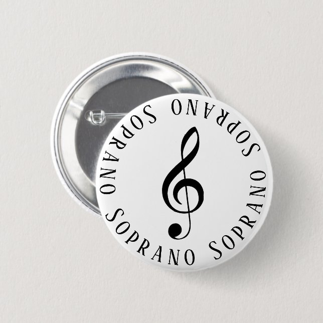 Soprano Singer Treble Clef Button Knapp (Framsida & baksida)