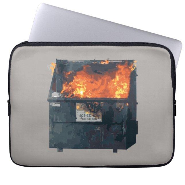 Soptunna i brand - rolig het mess laptop fodral (Framsidan)